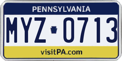 PA license plate MYZ0713