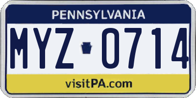 PA license plate MYZ0714