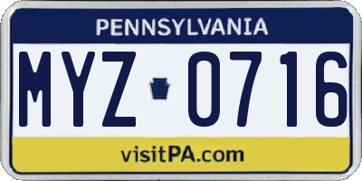 PA license plate MYZ0716