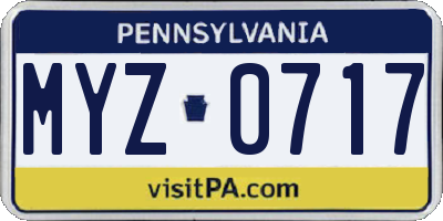 PA license plate MYZ0717