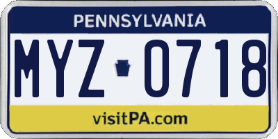 PA license plate MYZ0718