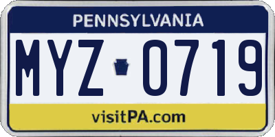 PA license plate MYZ0719