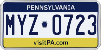 PA license plate MYZ0723