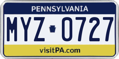 PA license plate MYZ0727