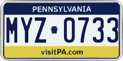 PA license plate MYZ0733