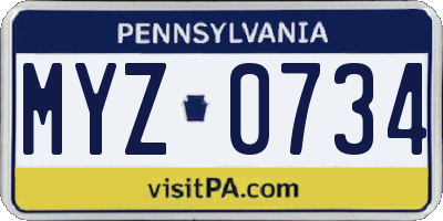 PA license plate MYZ0734
