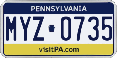 PA license plate MYZ0735