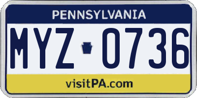 PA license plate MYZ0736