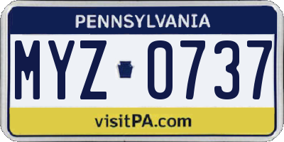 PA license plate MYZ0737