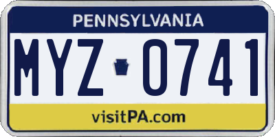 PA license plate MYZ0741