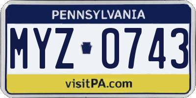 PA license plate MYZ0743