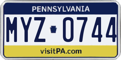 PA license plate MYZ0744