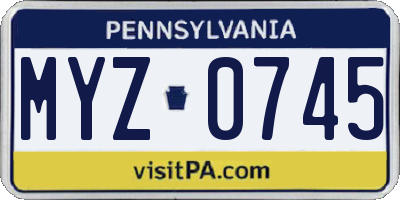 PA license plate MYZ0745