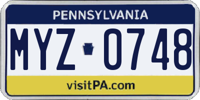 PA license plate MYZ0748