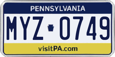 PA license plate MYZ0749