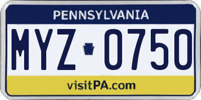 PA license plate MYZ0750