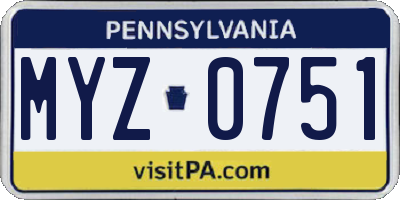 PA license plate MYZ0751