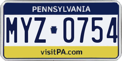 PA license plate MYZ0754
