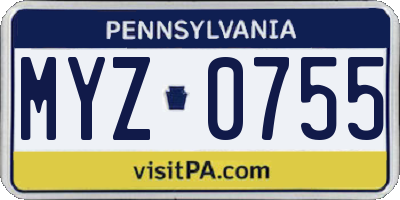 PA license plate MYZ0755