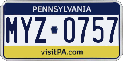 PA license plate MYZ0757