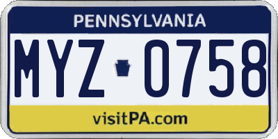 PA license plate MYZ0758