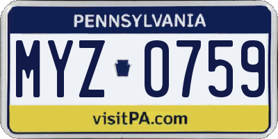 PA license plate MYZ0759