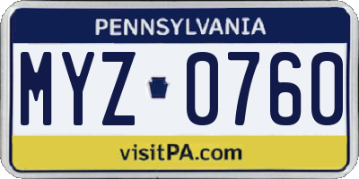 PA license plate MYZ0760