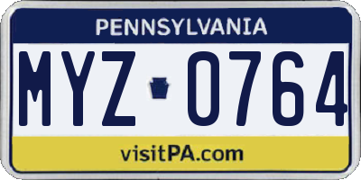 PA license plate MYZ0764