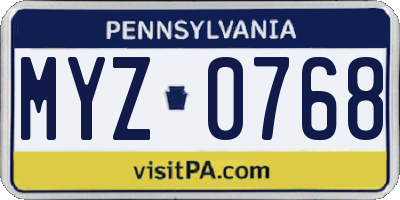 PA license plate MYZ0768