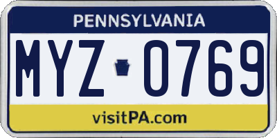PA license plate MYZ0769