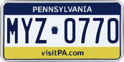PA license plate MYZ0770