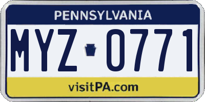 PA license plate MYZ0771