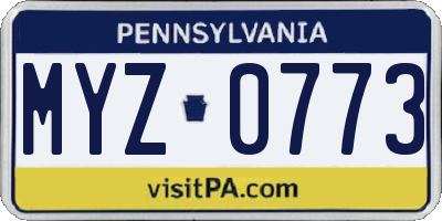 PA license plate MYZ0773