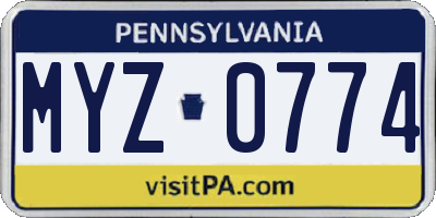 PA license plate MYZ0774