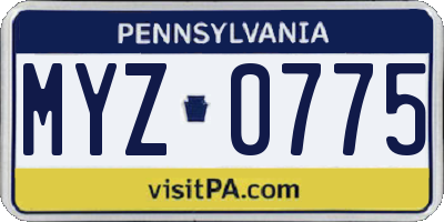 PA license plate MYZ0775