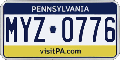 PA license plate MYZ0776