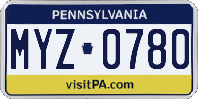 PA license plate MYZ0780