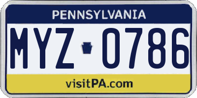 PA license plate MYZ0786