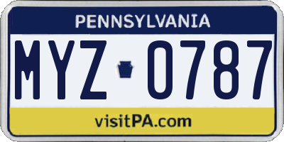 PA license plate MYZ0787