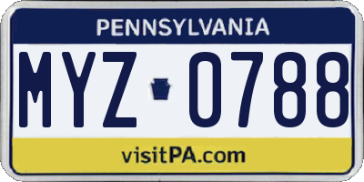 PA license plate MYZ0788