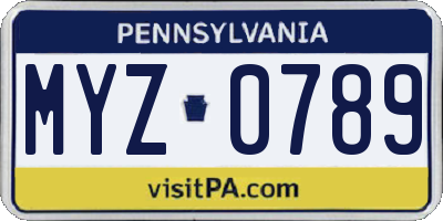 PA license plate MYZ0789