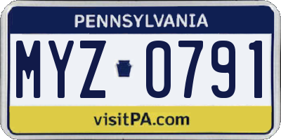 PA license plate MYZ0791