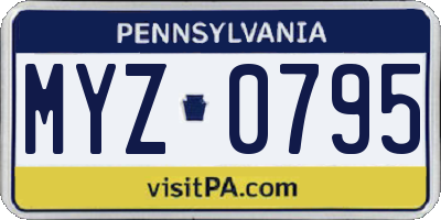 PA license plate MYZ0795