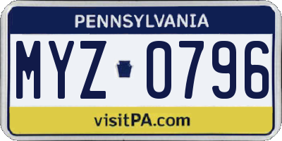 PA license plate MYZ0796