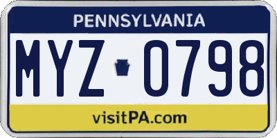 PA license plate MYZ0798
