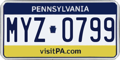 PA license plate MYZ0799
