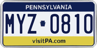 PA license plate MYZ0810