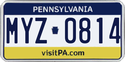 PA license plate MYZ0814