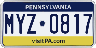 PA license plate MYZ0817