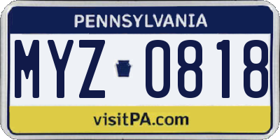 PA license plate MYZ0818